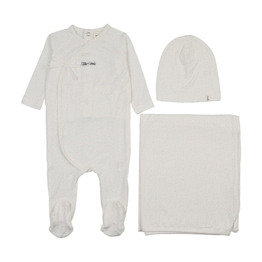 Mock Wrap Polka Dot Footie 3Pc Set