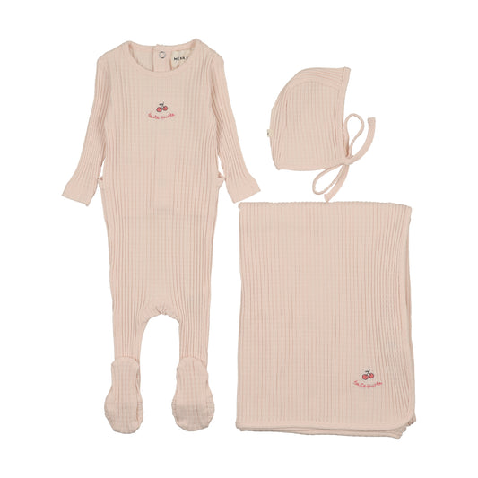Embroidered Textured Footie 3PC Set