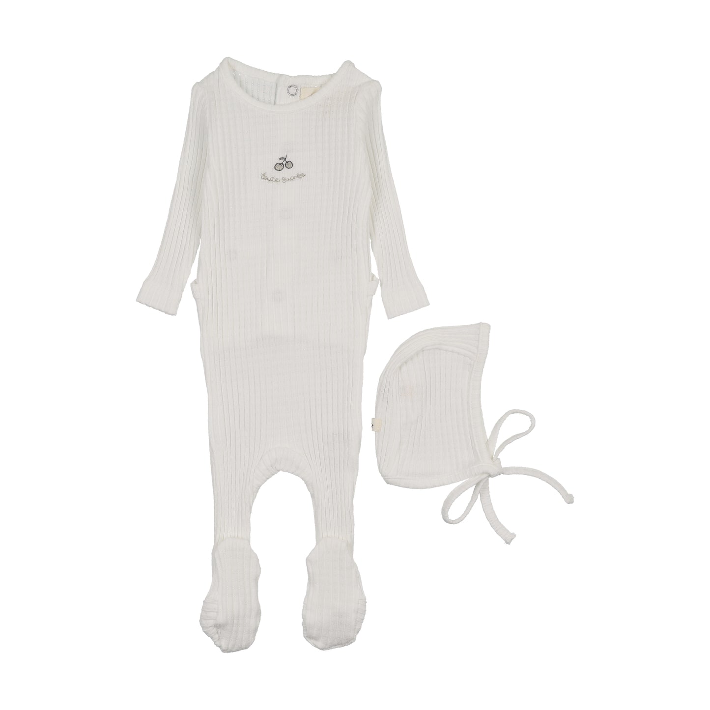 Embroidered Textured Footie & Bonnet