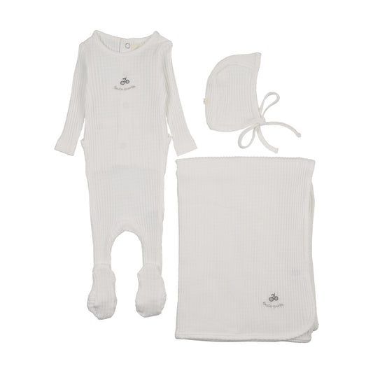 Embroidered Textured Footie 3PC Set