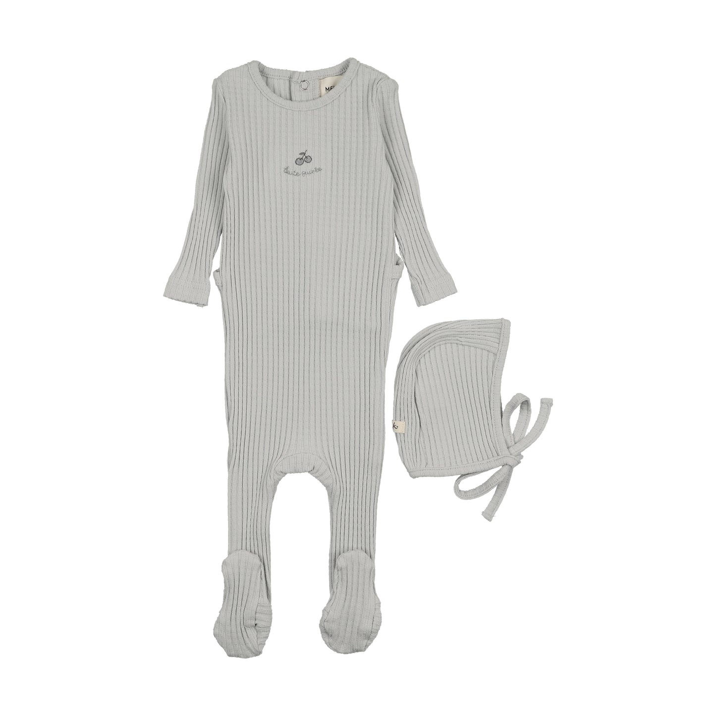 Embroidered Textured Footie & Bonnet