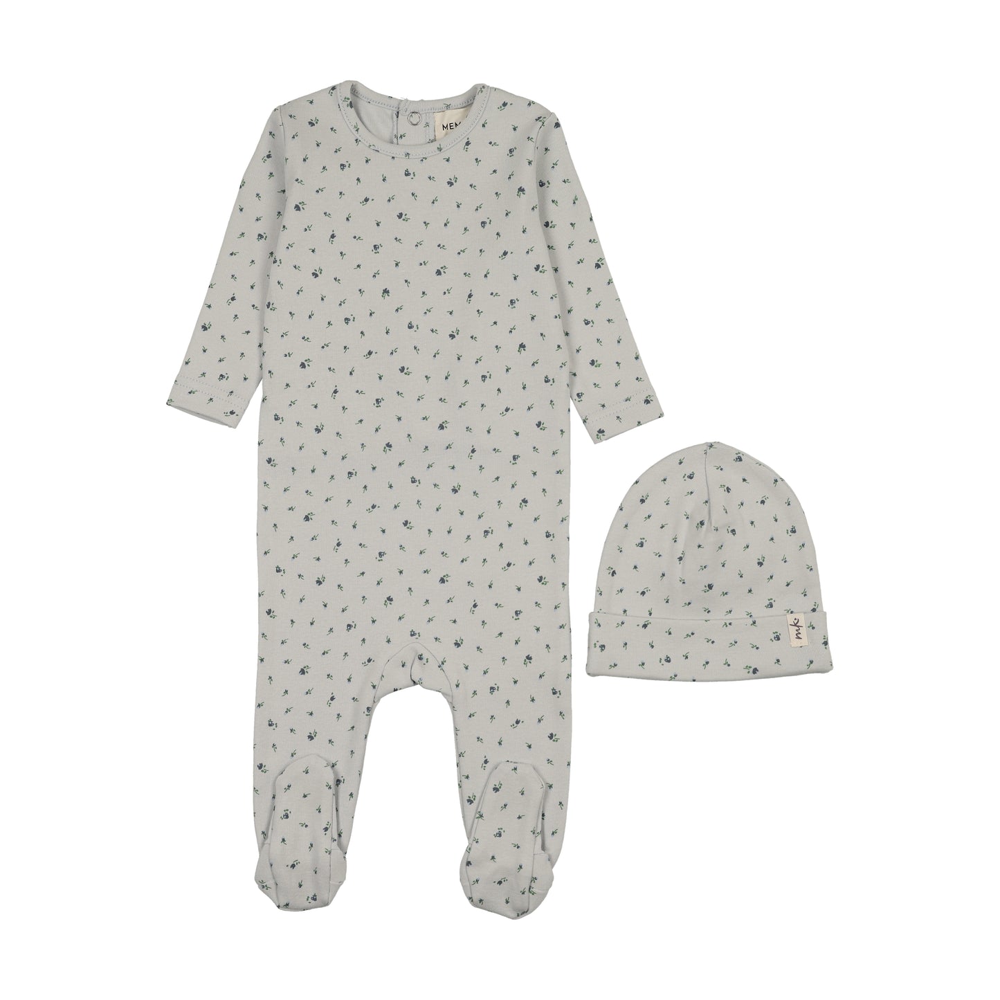 Floral Print Snap Back Footie & Beanie