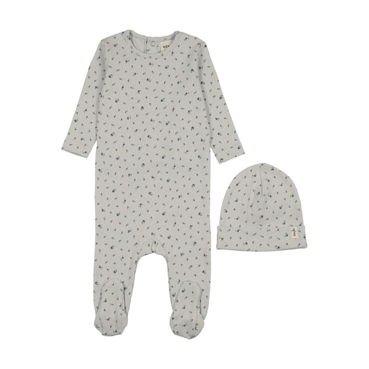 Floral Print Snap Back Footie & Beanie