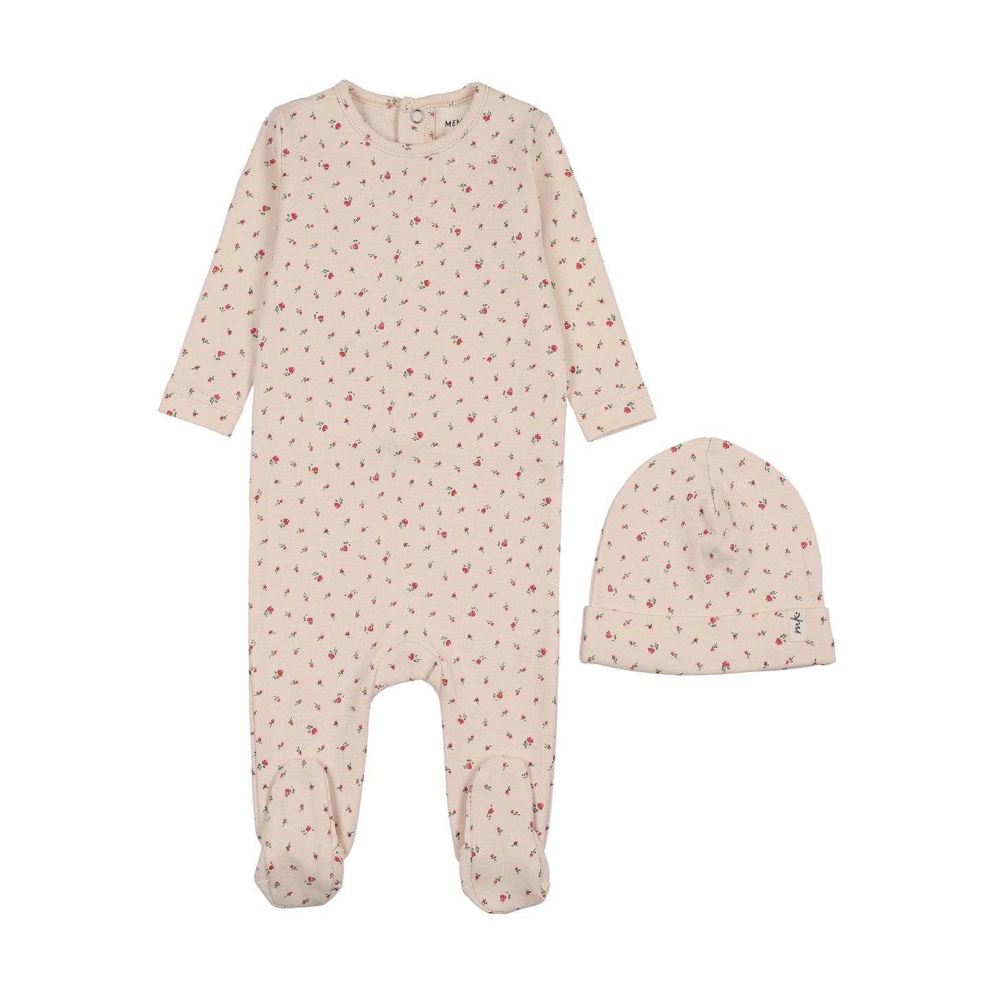 Floral Print Snap Back Footie & Beanie