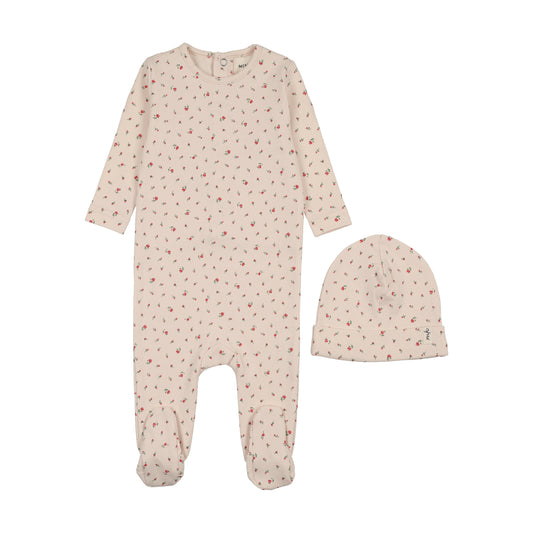 Floral Print Snap Back Footie & Beanie