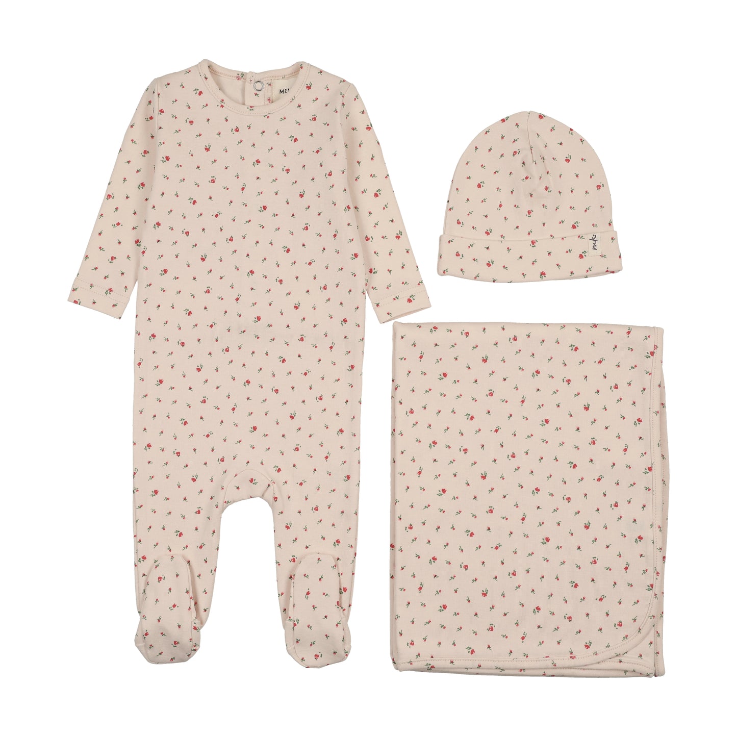 Floral Print Snap Back Footie 3Pc
