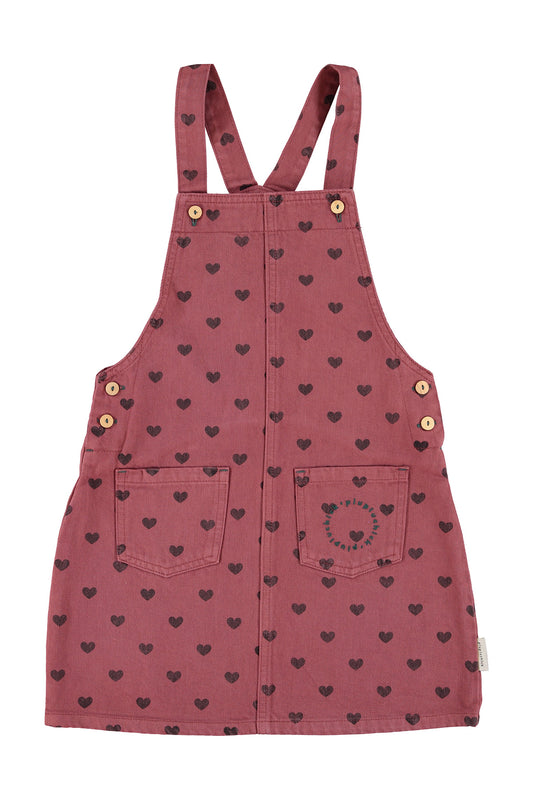 Knee Length Dress (MN2615B) - Pink W/ Black Hearts