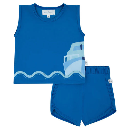 Miss Mini Scalloped Swim Tank & Short Set