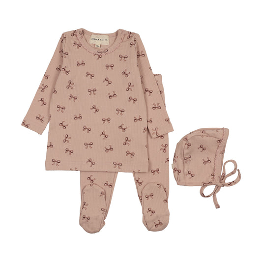 Bow Print 2 PC Set & Bonnet