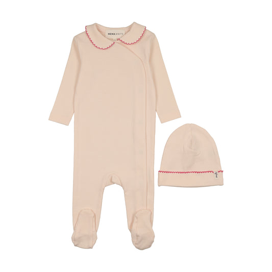 Trimmed Collar Footie & Beanie