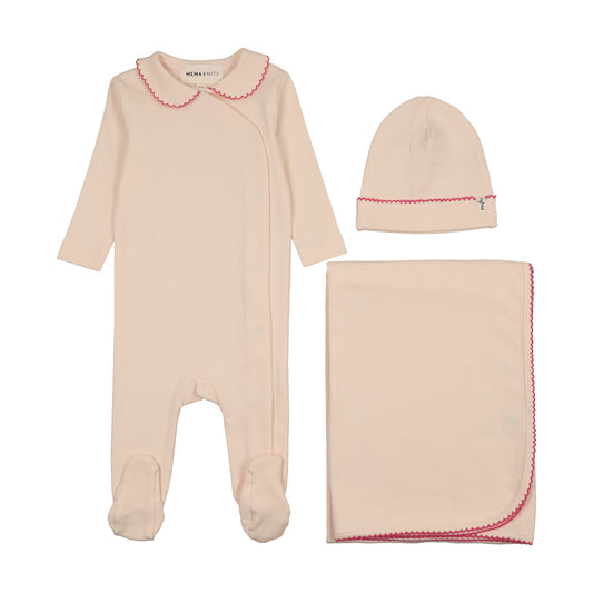 Trimmed Collar Footie 3Pc Set