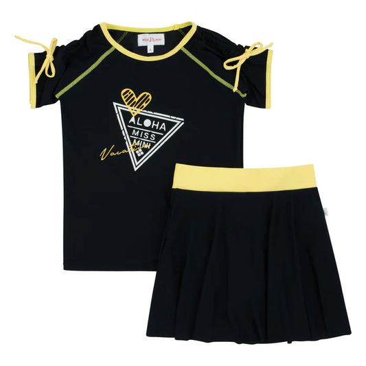 Miss Mini Postcard Swim T-Shirt & Skirt Set