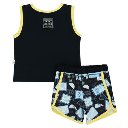 Miss Mini Postcard Swim Tank & Shorts Set