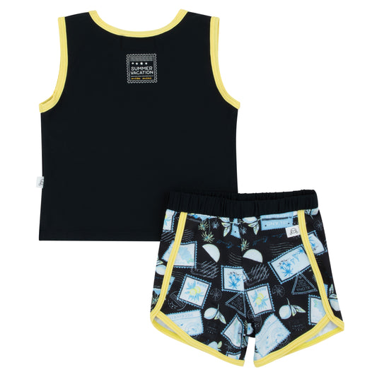 Miss Mini Postcard Swim Tank & Shorts Set