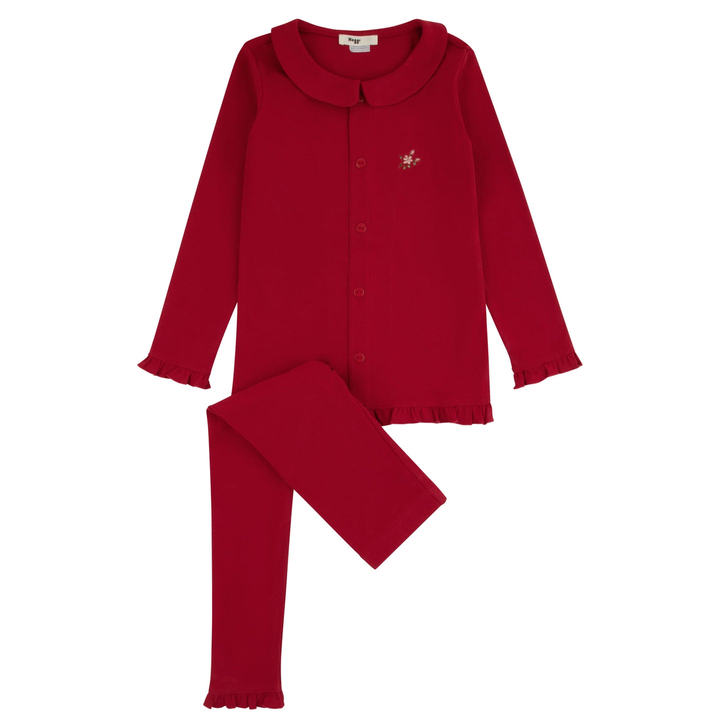 Ruffle Grandpa Loungewear Set - Crimson