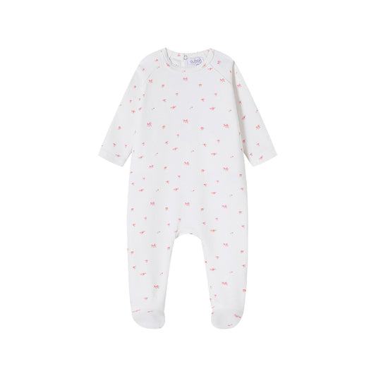Red And Pink Floral Footie/Hat - Pink