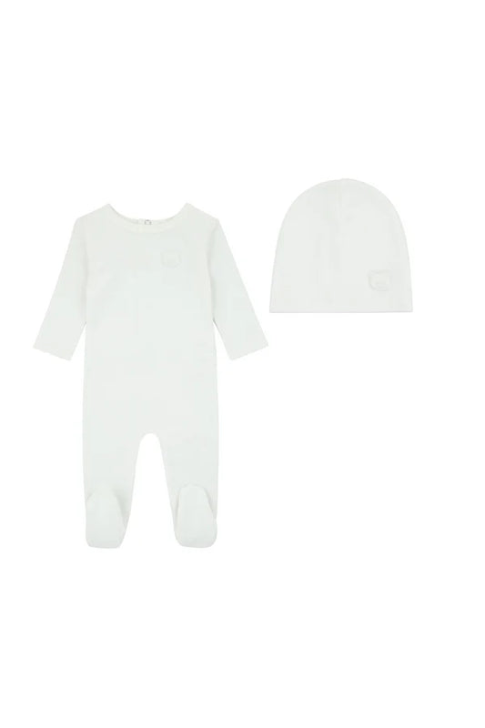 Teddy Wrap Footie And Beanie - Ivory