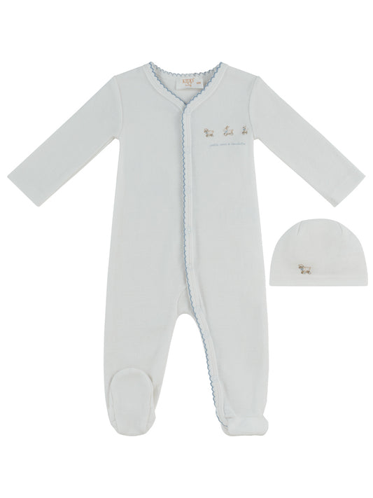 Terry Footie & Hat Set - Blue