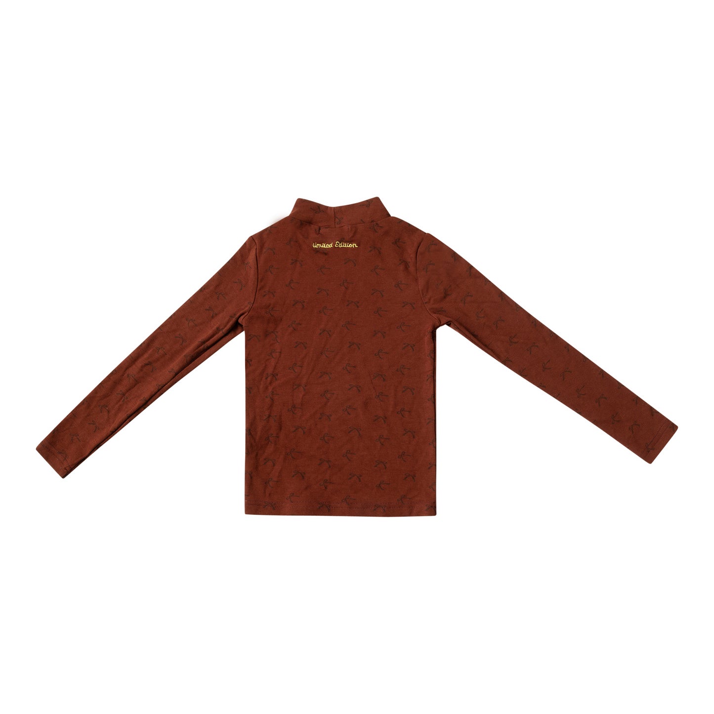 Bow Print Mock neck-Brick
