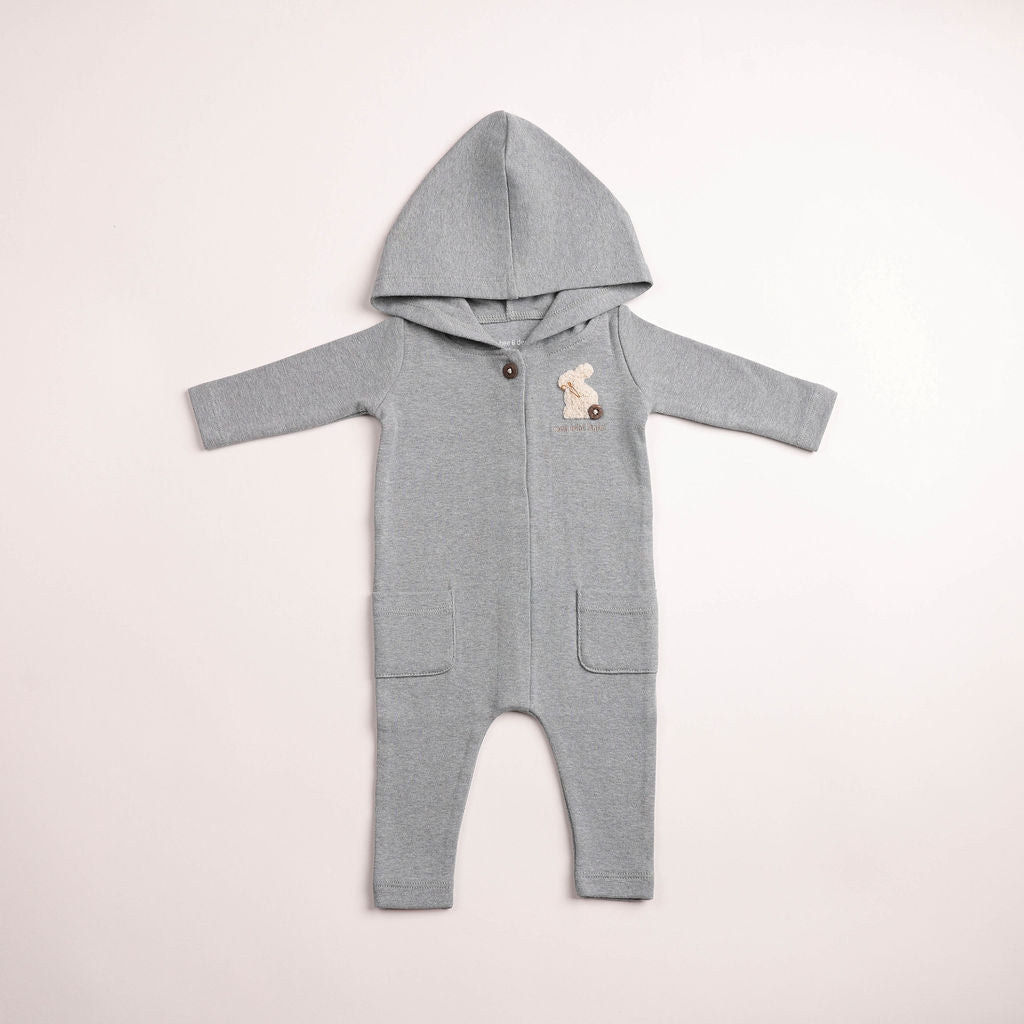 Fuzzy Bunny Hooded Romper-Santorini Blue