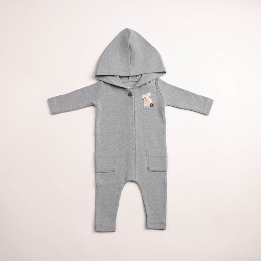 Fuzzy Bunny Hooded Romper-Santorini Blue
