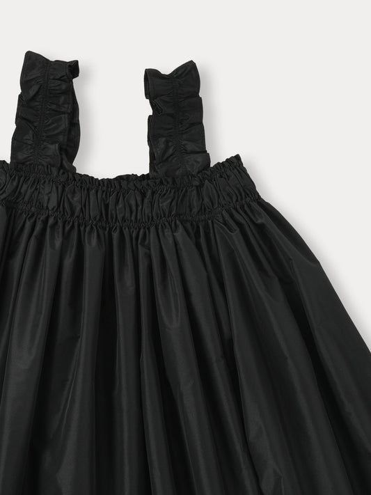Taffeta Frill Dress - Black