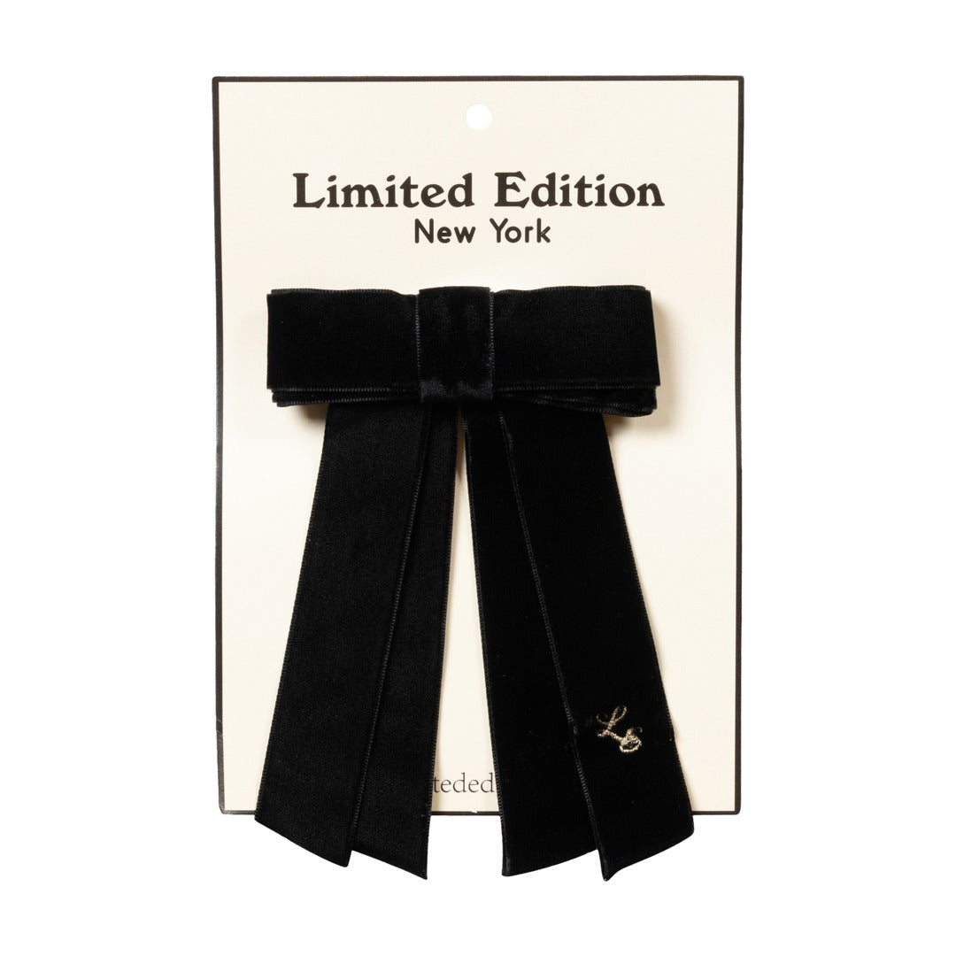 Two Tone Velvet Bow - Small ,Black