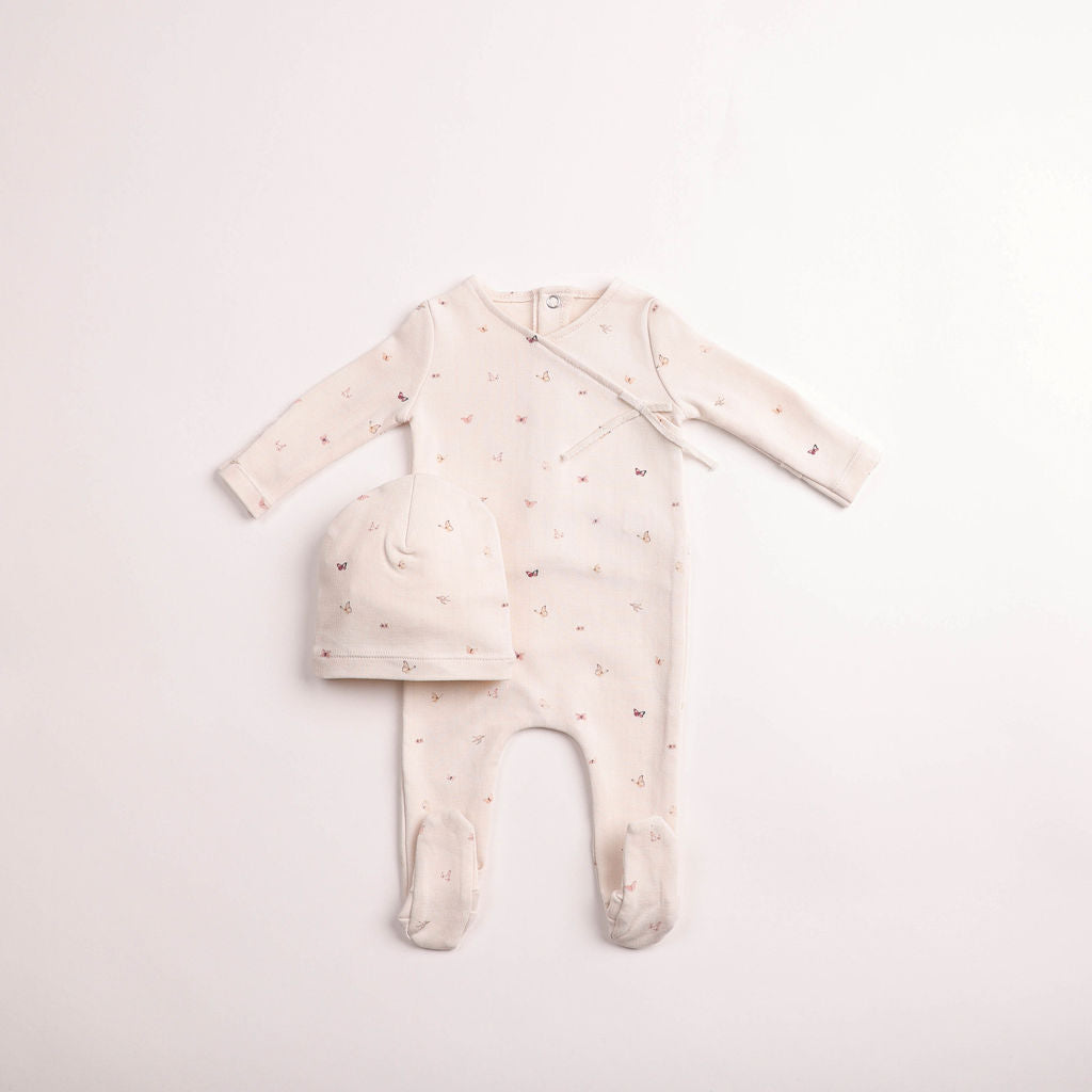 Flutter & Fly Footie And Bonnet - Ivory girls