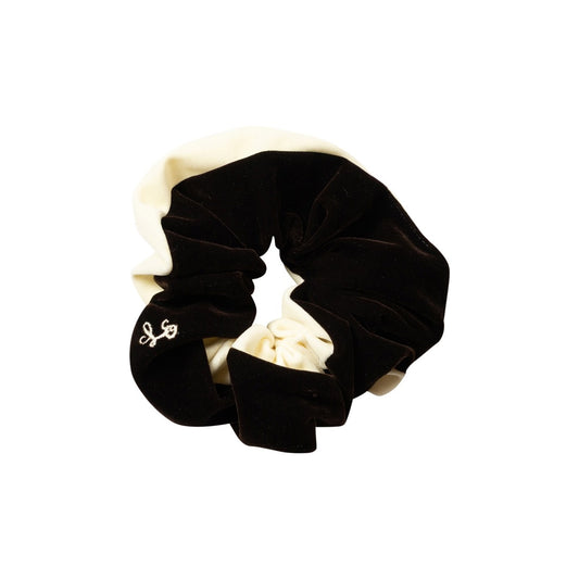 Two Tone Velvet Scrunchie - Chocolate and Cream