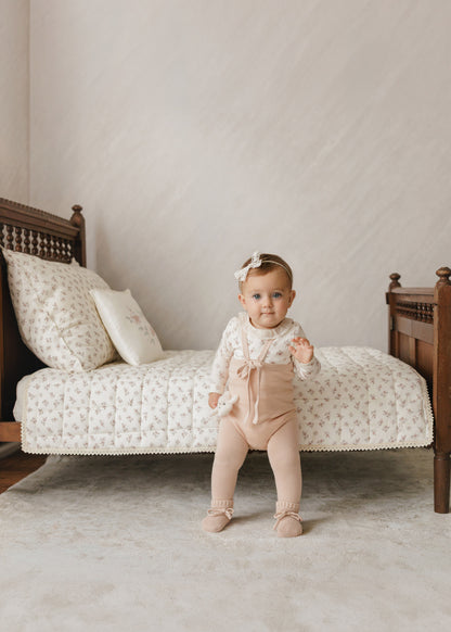 Knit Tied Suspender Overalls - Rose