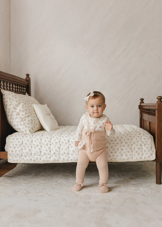 Knit Tied Suspender Overalls - Rose