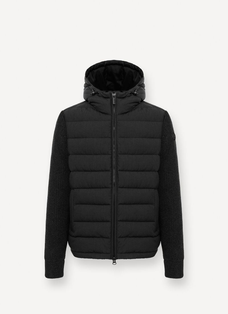 Reversable Quilted Jacket W/ Hood - Black