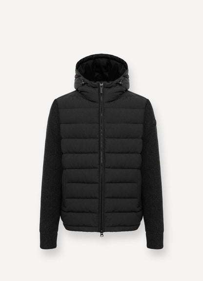 Reversable Quilted Jacket W/ Hood - Black