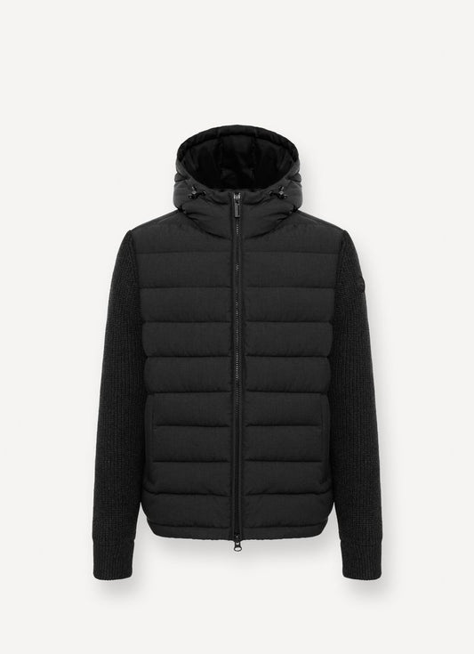 Reversable Quilted Jacket W/ Hood - Black
