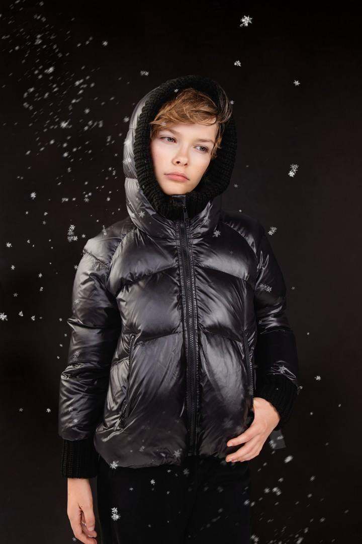 Knit Hood Puffer — Black
