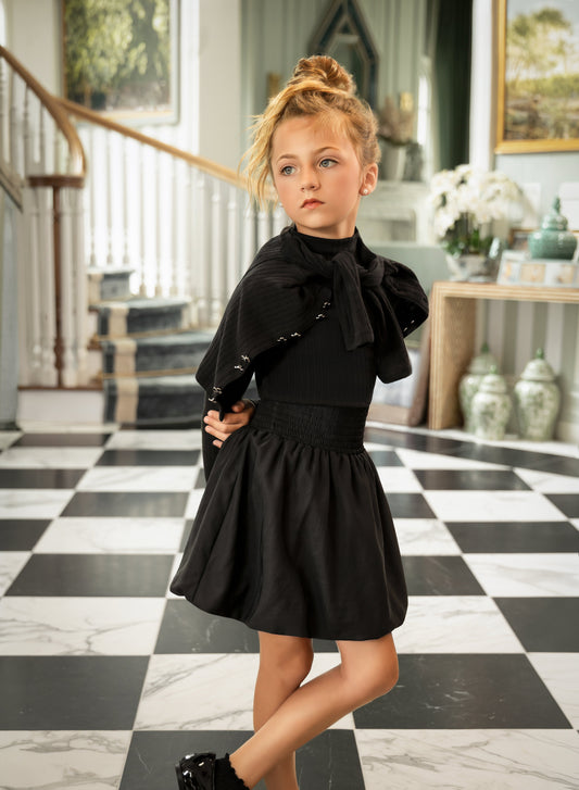 Smocked Bubble Skirt - Black