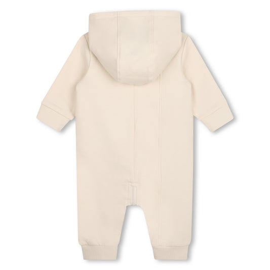 Hooded Footie With Zip Front J53296 - Beige