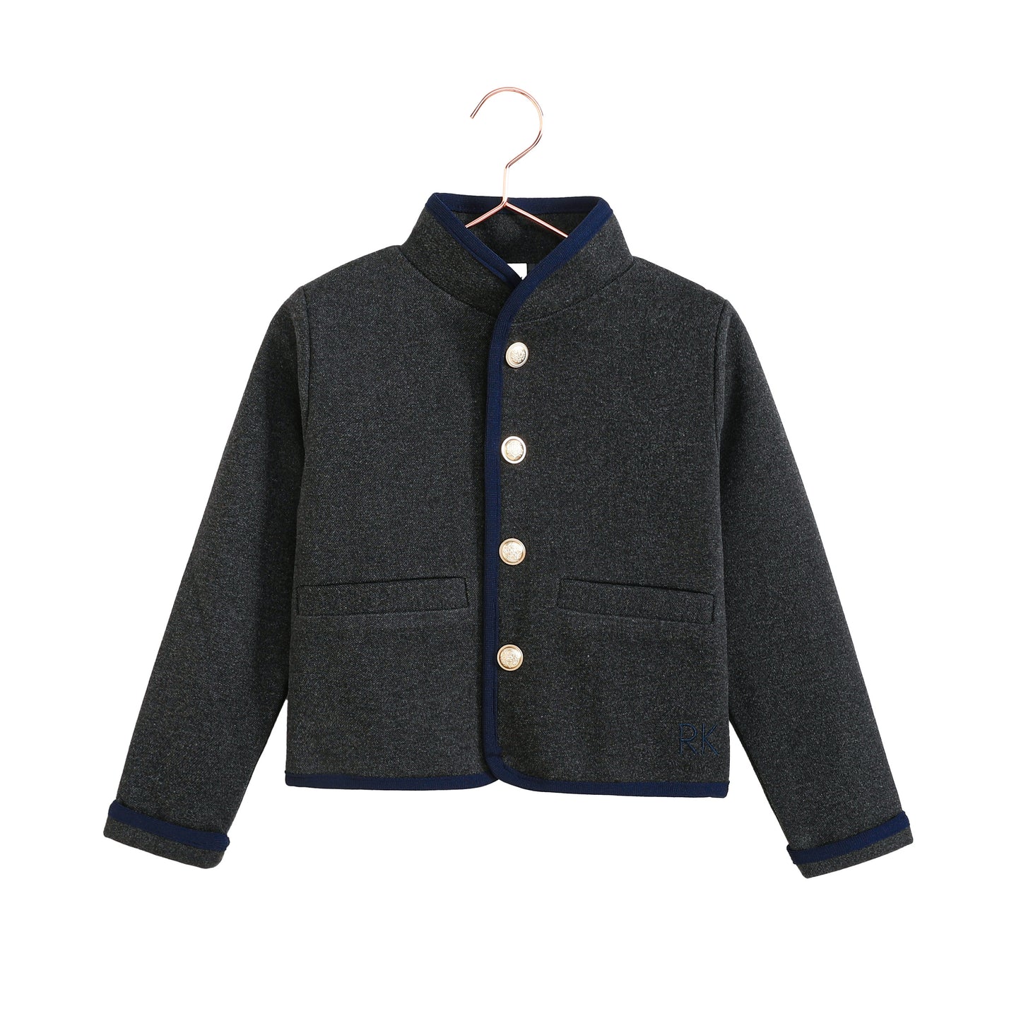 Lucas Gold Button Jacket - Gray/Navy