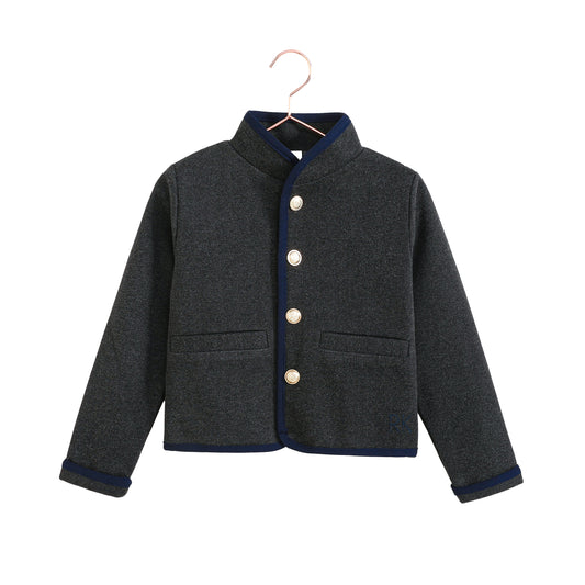 Lucas Gold Button Jacket - Gray/Navy