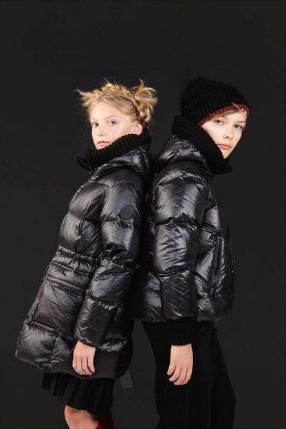 Long Jacket Knit Hood — Black