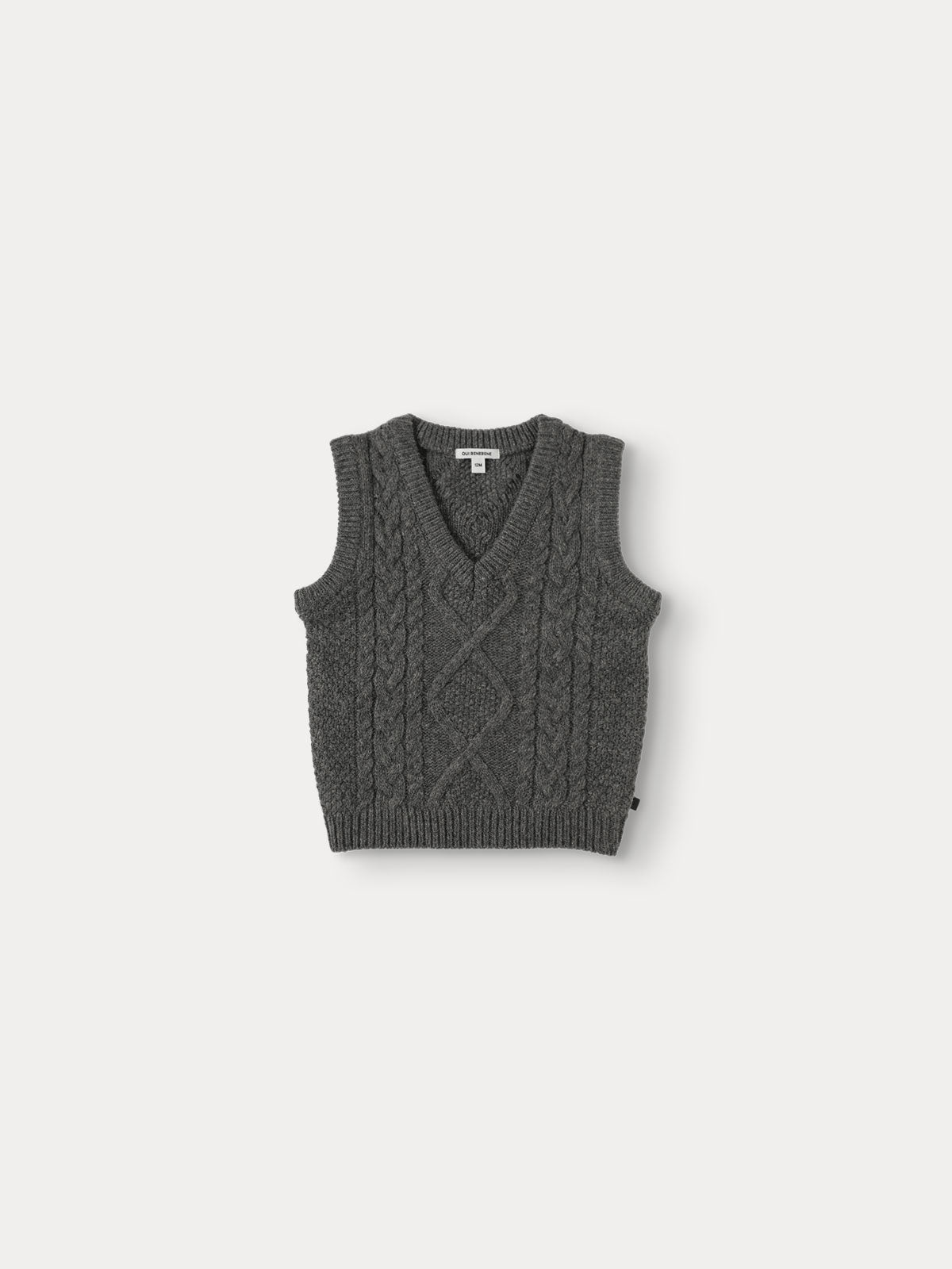 Cable V-Neck Vest - Gray