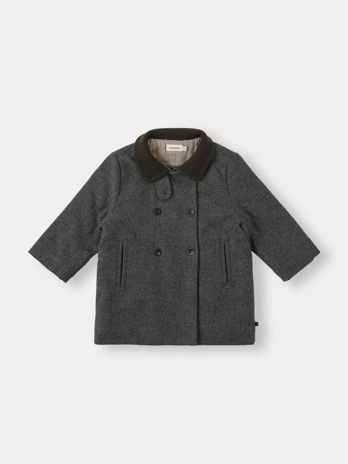 High Neck Wool Coat - Charcoal