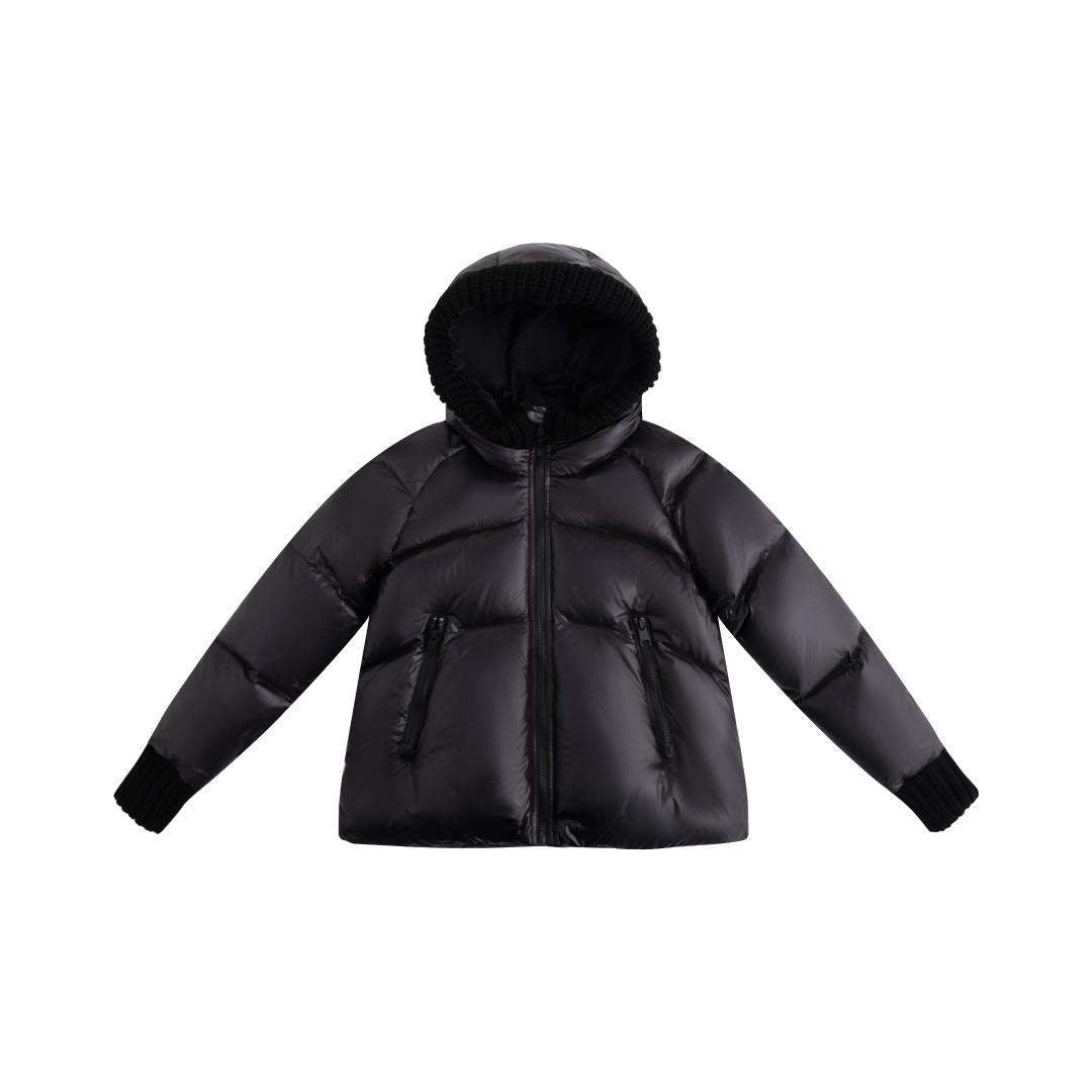 Knit Hood Puffer — Black
