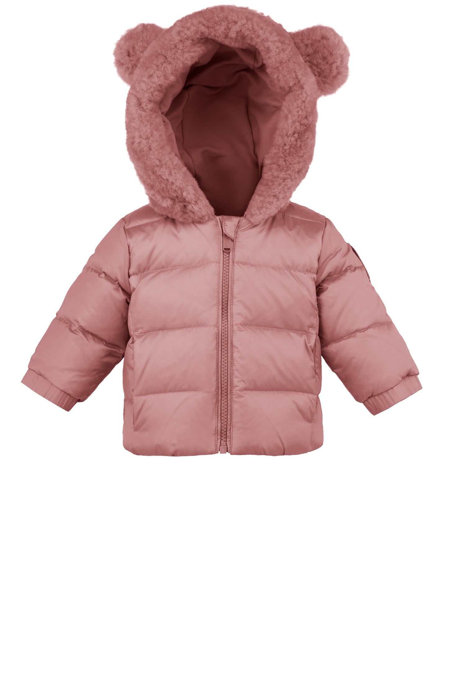 Hooded Baby Down Jacket With Ears - Pink