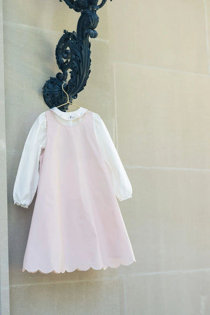 Taffeta Scallop Hem Jumper with Shirt - Champagne