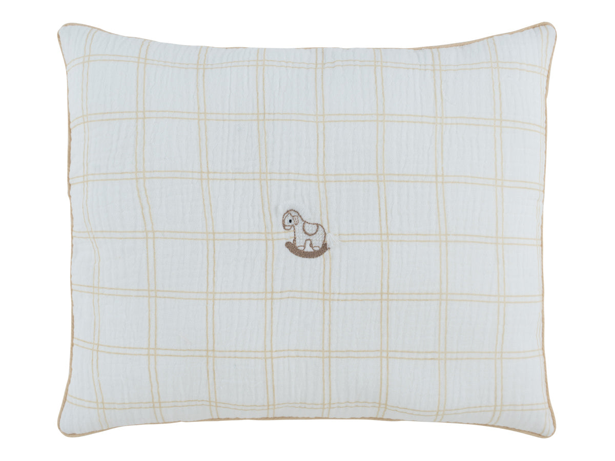Whinny Plaid Throw Pillow - Stone