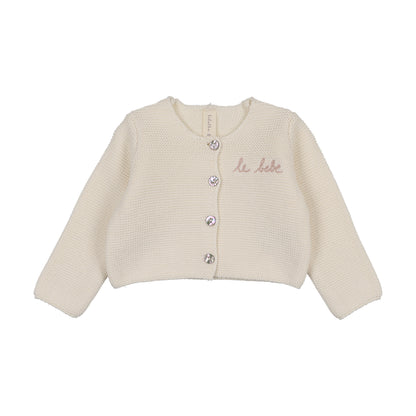 Le Bebe Knit Cardigan - Cream/Pink