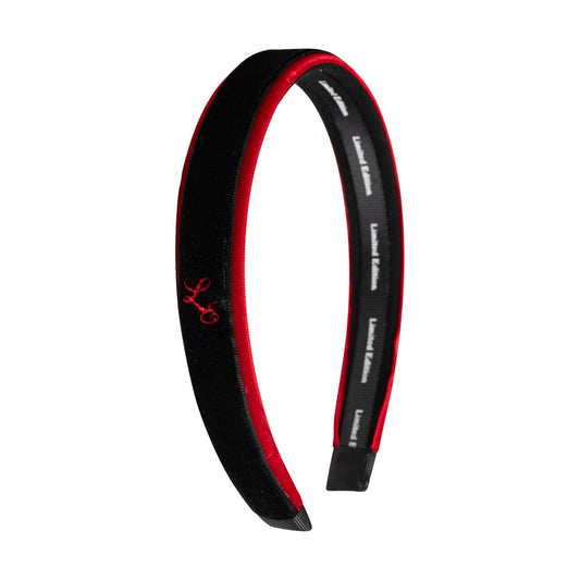 Two Tone Velvet Headband - Black and Red