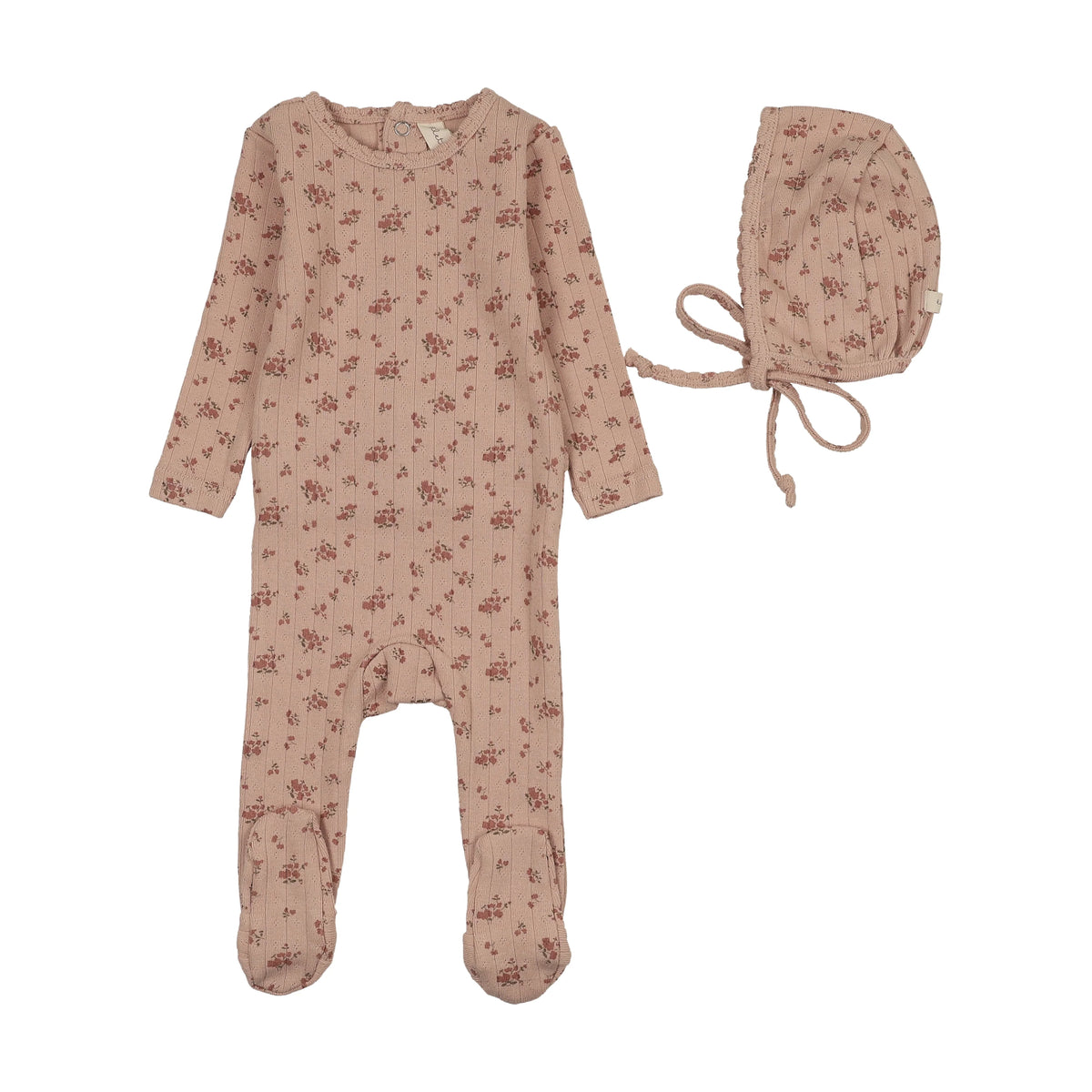 Garden Cluster Print Footie Set - Dusty Pink