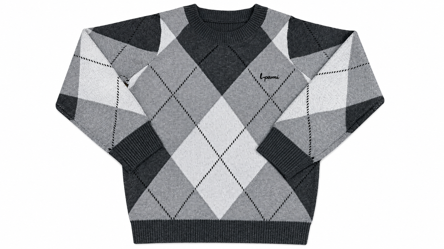 Boys Argyle Sweater - Grey